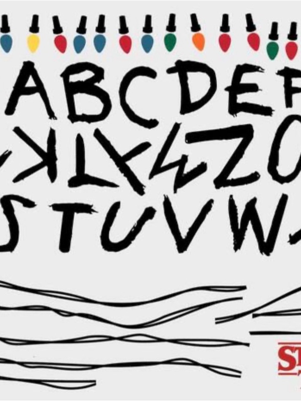 Stranger Things Alphabet Wall Decal with Holiday Lights